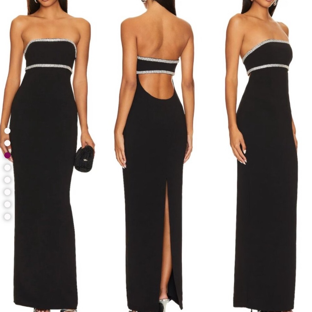 Lovers + Friends Black and White Strapless Gown with Slit